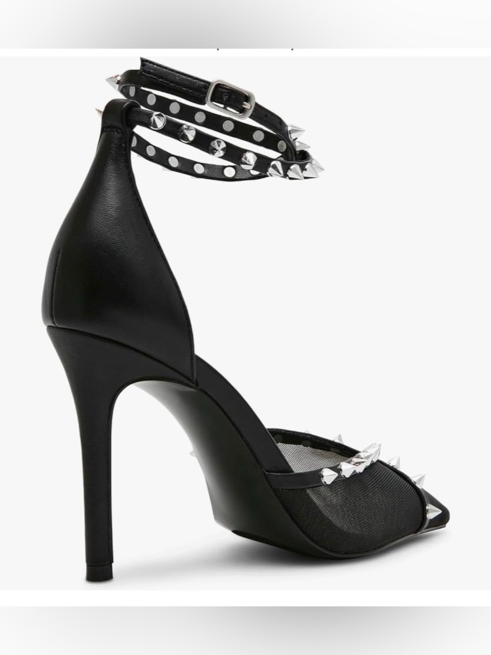 STEVE MADDEN LEATHER SILVER STUDDED SPIKE STILETTOS